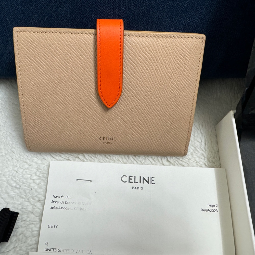 Celine Beige and Orange Wallet